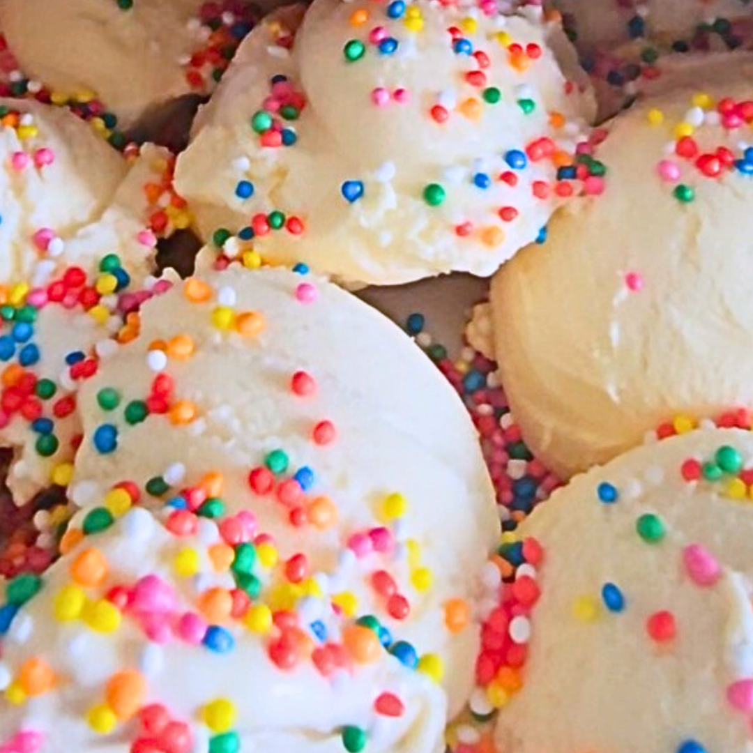 Freeze dried Vanilla sprinkle icecream scoops