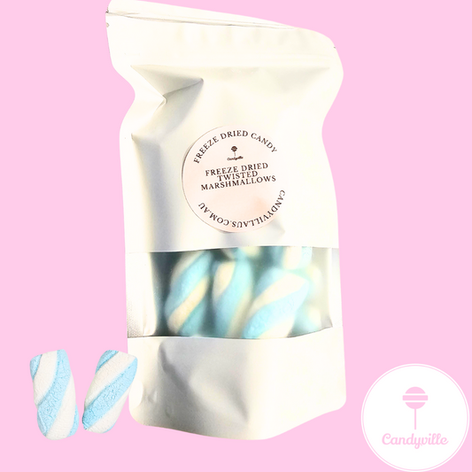 Freeze dried twisted marshmallows